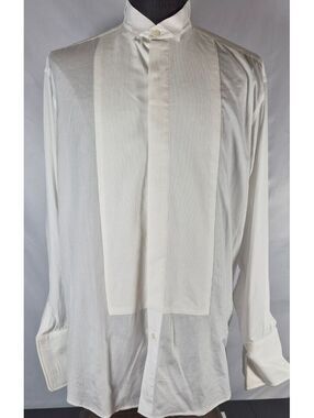 Saks Fifth Avenue White Tuxedo Formal Bib Front Shirt